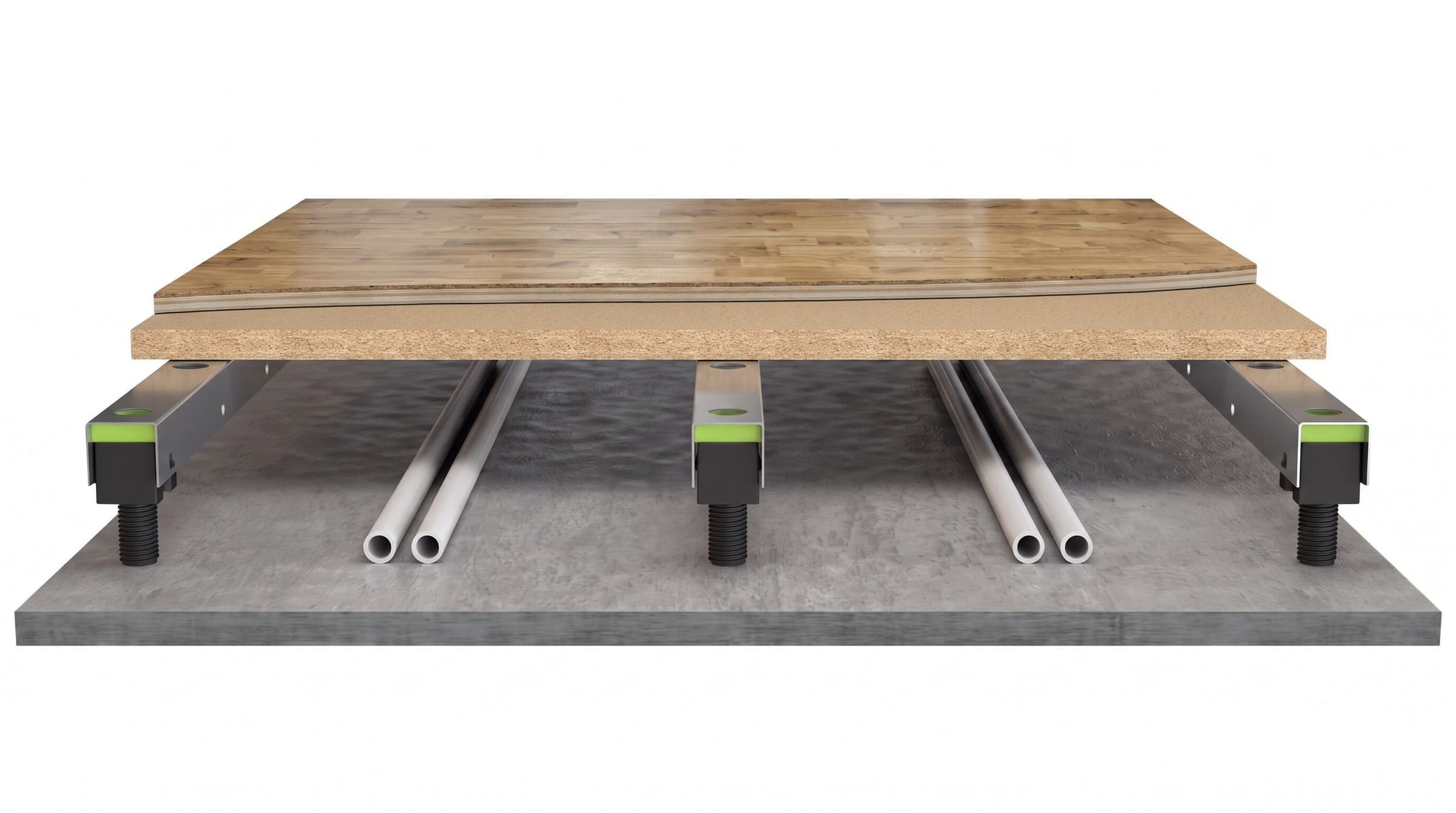 Universal adjustable steel floor system